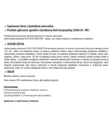 Bolitrace Biotin+ karton (10 dawek - 20 bolusów)