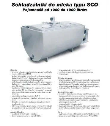 Schładzalnik do mleka EUROTANKS SCO oraz szczegóły jego konstrukcji