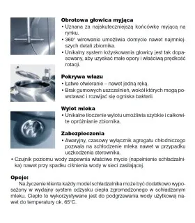 Schładzalnik do mleka DF95L 9000 - 30000L - opis dyszy myjącej, włazu rewizyjnego oraz zlewu mleka