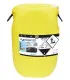 Żółta bańka płynu zasadowego do mycia instalacji mlecznych, dojarek oraz schładzalników Hyproclor ED 70 kg.