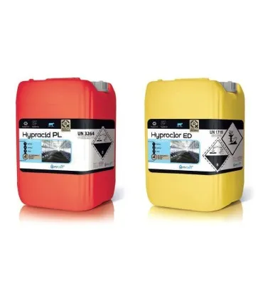 Dwa kanistry z kwasem i zasadą