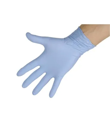 Niebieska rękawiczka na dłoni