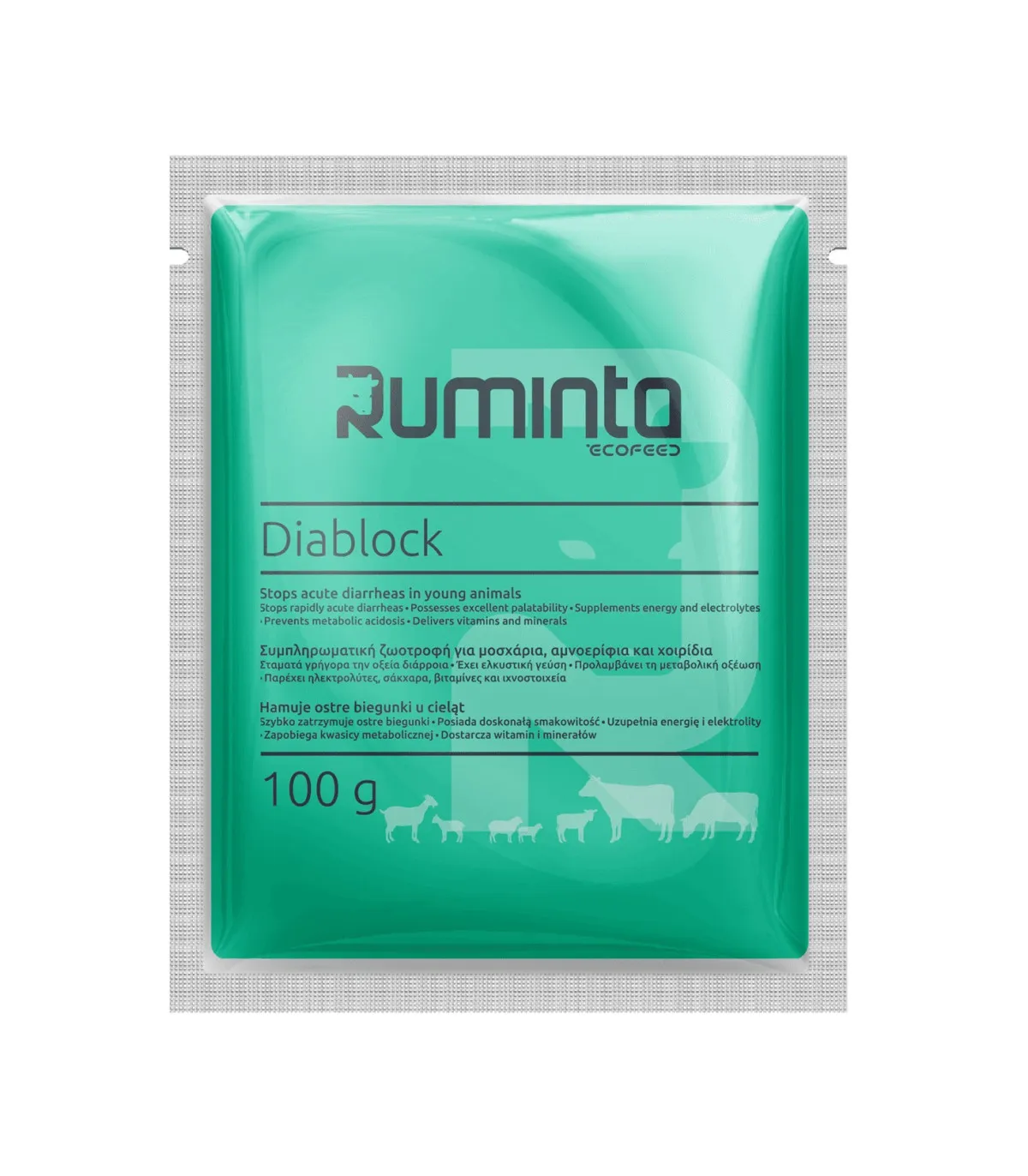 Saszetka 100g wspomagająca w wypadku ostrej biegunki dla cieląt, jagniąt i prosiąt