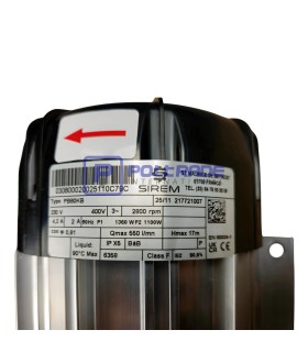 Tabliczka znamionowa pompy SIREM typ K PB80KB z danymi technicznymi