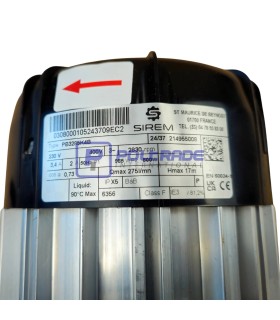 Tabliczka znamionowa pompy SIREM PB3285K4B - specyfikacja elektryczna 400V
