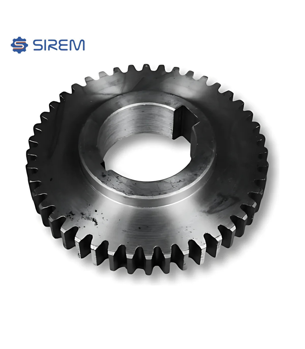 Stalowe koło wylotowe SIREM typ N (44z proste) widziane z góry, z widocznym otworem na drążony wał, kod 035305-ORI