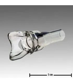 Przezroczysty wziernik kubka udojowego ze skrzydełkami marki GEA Westfalia, z miarą 5 cm.