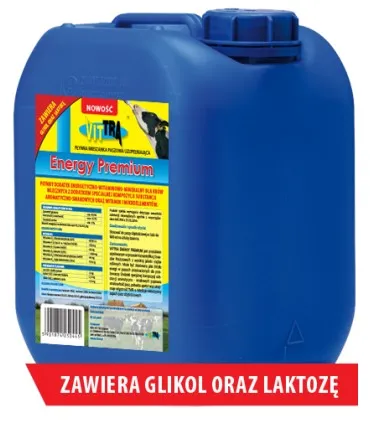 Energy Premium 25 kg - dodatek witaminowy dla krów, zawiera glikol oraz laktozę.