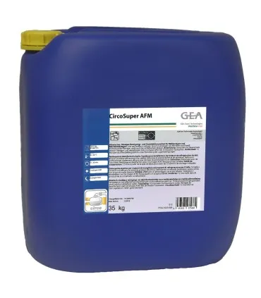 Niebieski kanister 35 kg CircoSuper AFM Zasadowy środek do mycia dojarek i schładzalników mleka.