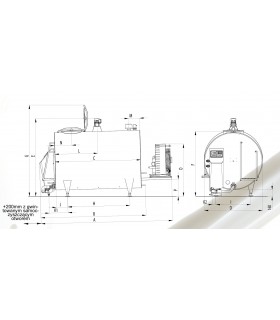 wymiary schładzalników do mleka FC 1400, 1650, 2000, 2600, 3200 L cysterna tank