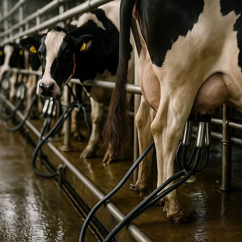 Krowy na hali udojowej